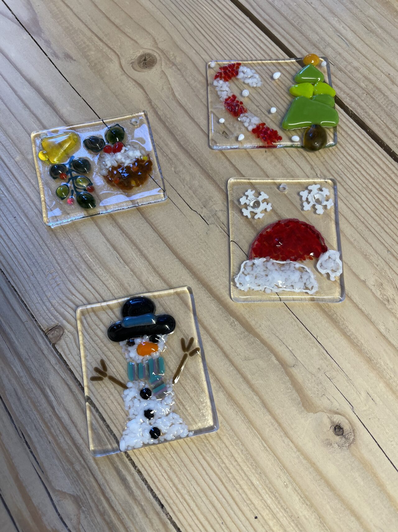 Selection of Fused glass christmas decorations