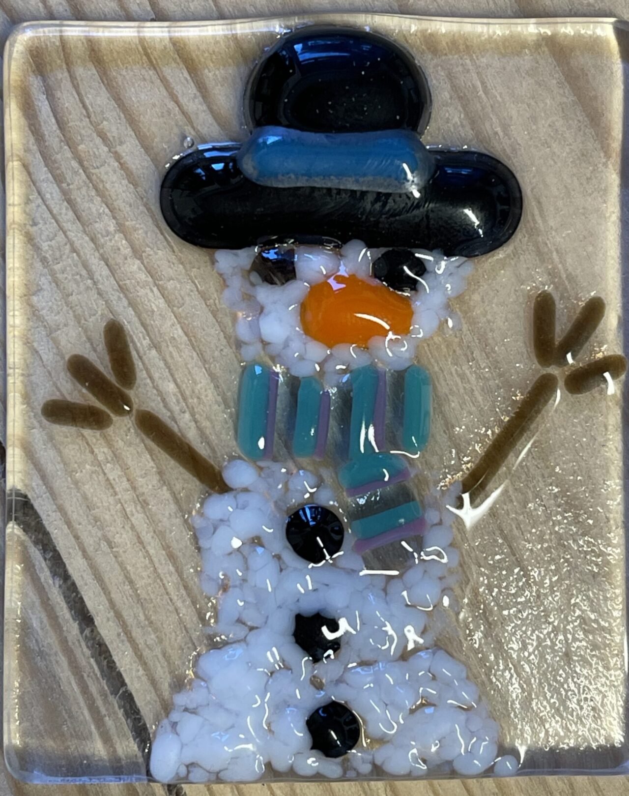 Fused glass christmas decoration made at Kinki Glass Ironbridge Shropshire